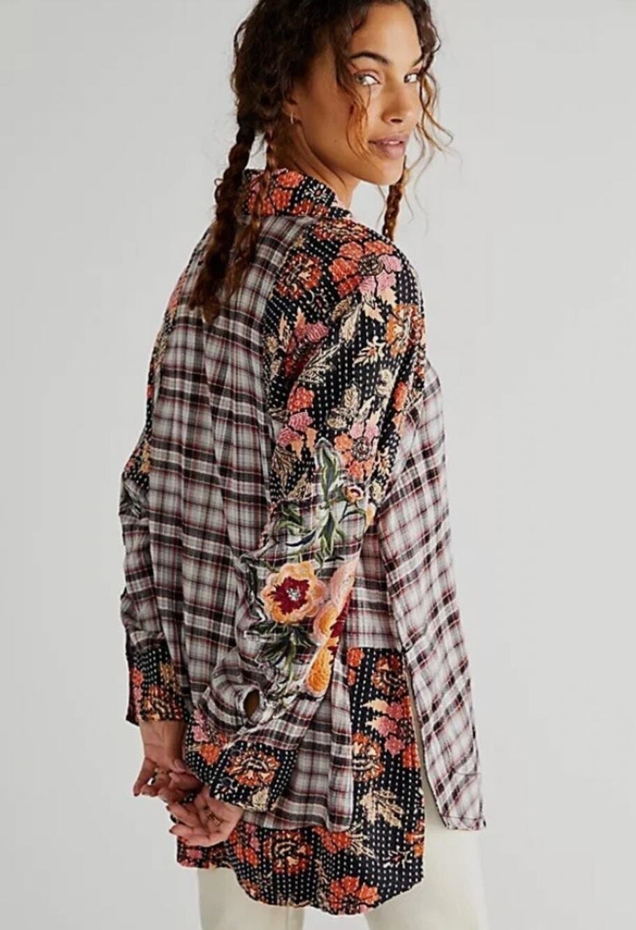 Free People We the Free Coast to Coast Top Oversized Button Up Sz XS
